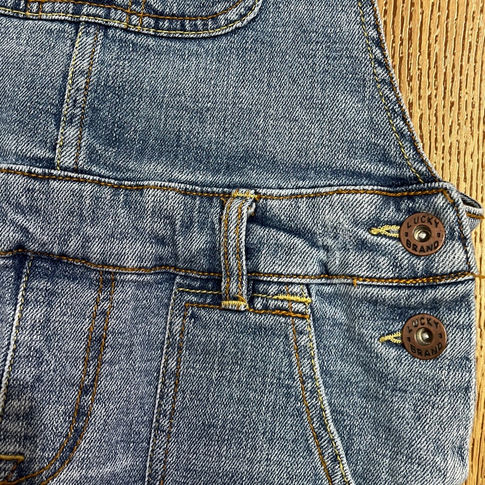 Lucky Brand Big Girls Light Wash Blue Denim Overalls Sz-12 - Picture 3 of 7